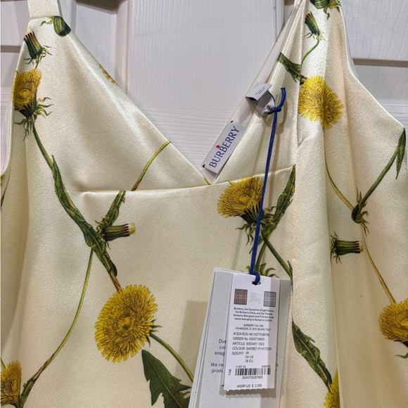 Burberry Cream Floral Asymmetrical Slip Dress with Yellow Blooms - Picture 4 of 4